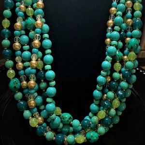 3-STRAND MULTI-COLORED BEADED NECKLACE